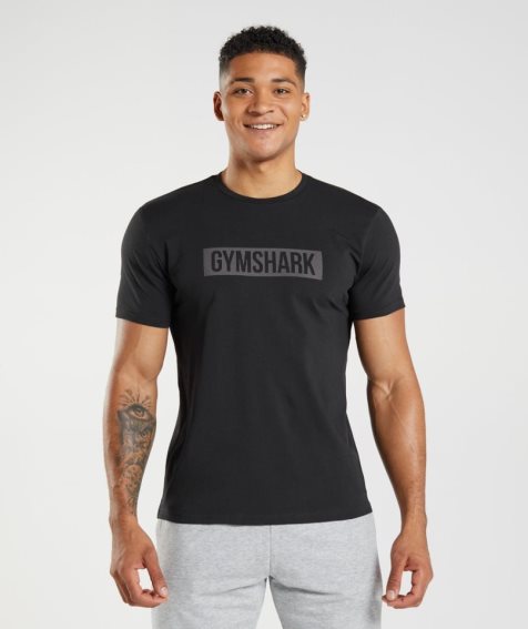 Men's Gymshark Block T-Shirts Black | NZ 8WSYFO